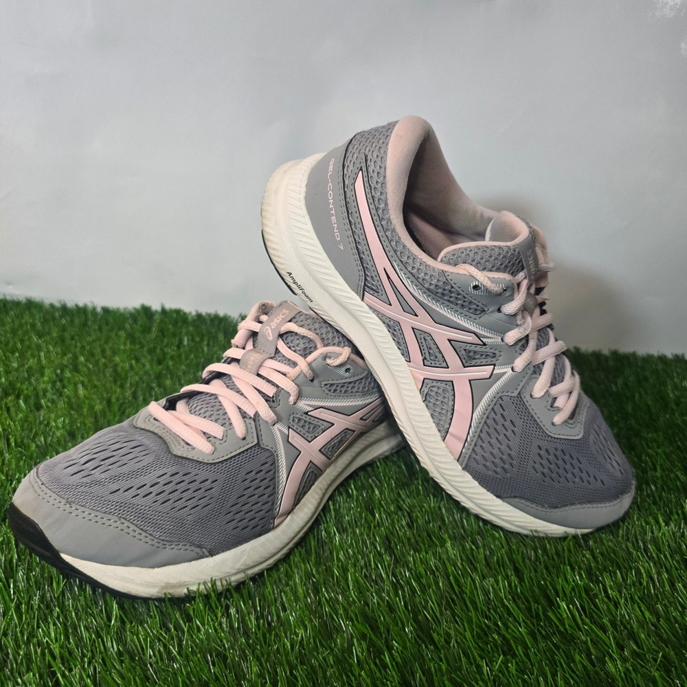 ASICS 8.5 Grey Pink Gel-Contend 7 Running Shoes Womens 1012A911 Athletic Sneaker